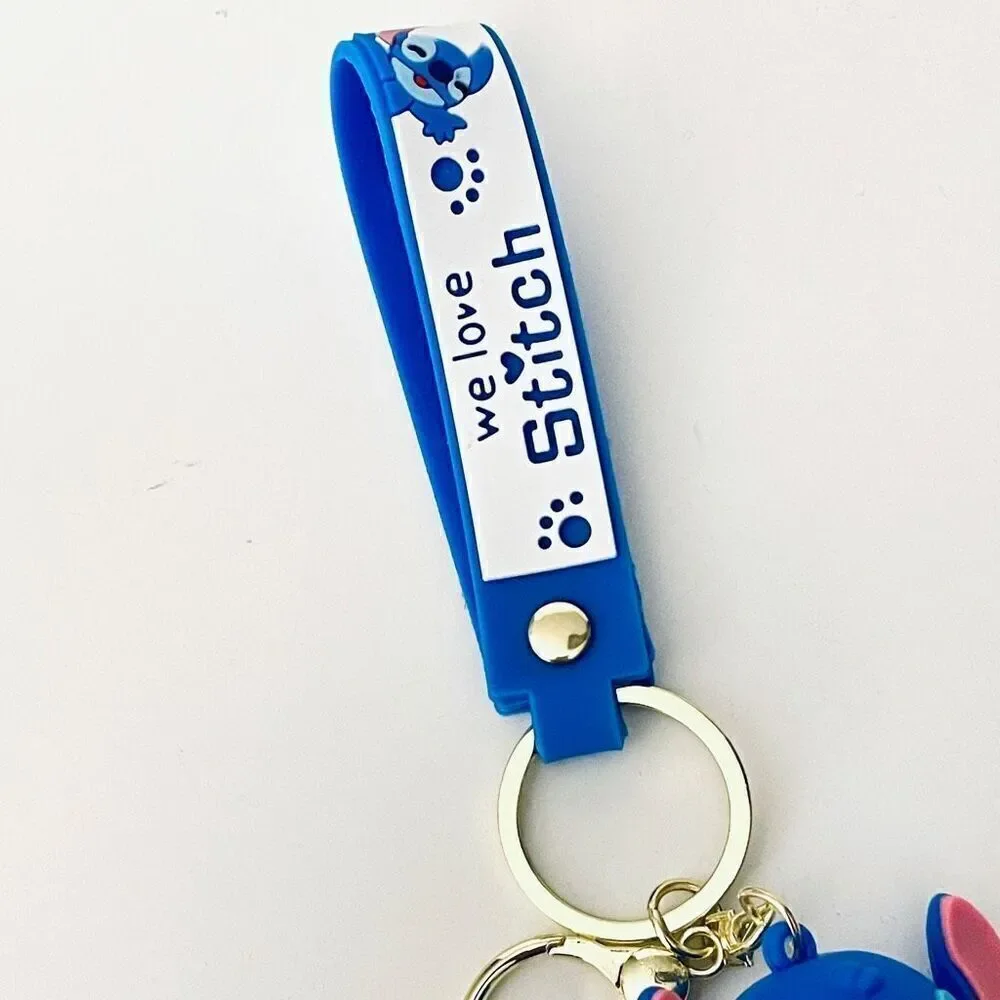 NWT Disney We love Stitch Voodoo Doll Blue Wristlet Key holder Keyring Keychain